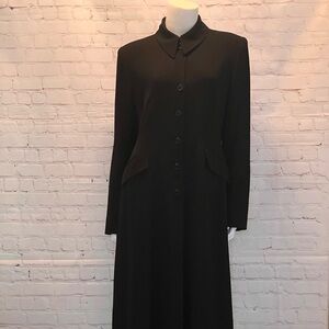❤️ HOLT RENFREW Black Maxi Coat – 100% Wool – Fully Lined